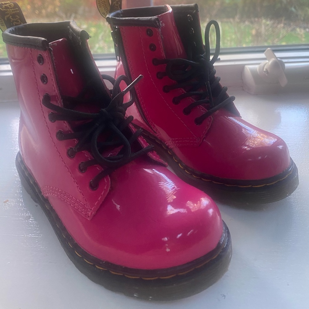 Dr. Martens Girls Pink Patent Leather Boots